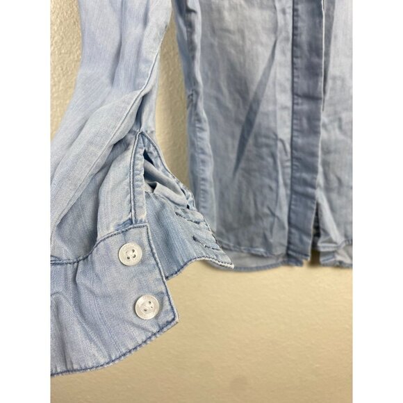 Sam Edelmam Chambray Button Down Shirt Womens size Medium Tencel Classic Boho - Picture 6 of 11